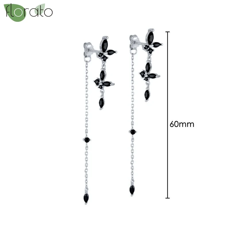 1 Paar Creolen aus 925 sterling Silber Schwarz Ohrringe Zirkonia Ohrstecker