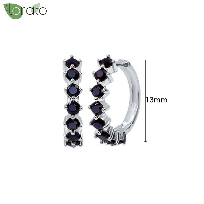 1 Paar Creolen aus 925 sterling Silber Schwarz Ohrringe Zirkonia Ohrstecker