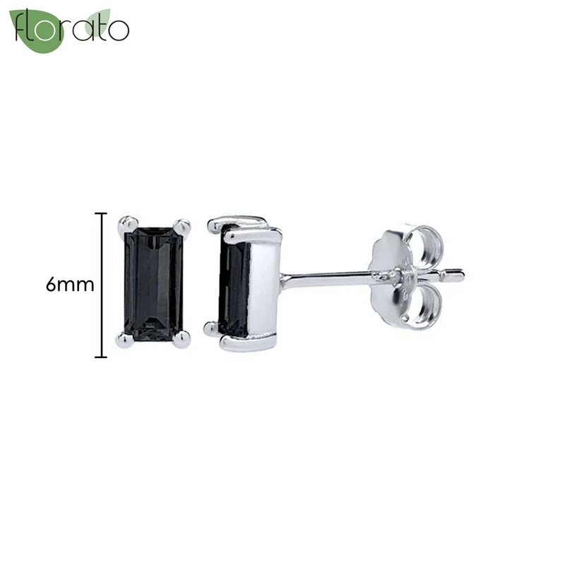 1 Paar Creolen aus 925 sterling Silber Schwarz Ohrringe Zirkonia Ohrstecker