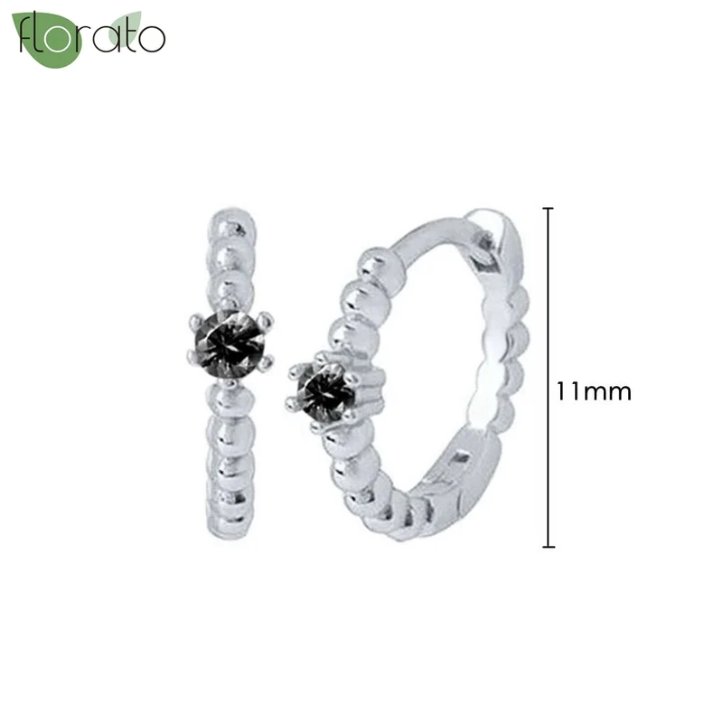1 Paar Creolen aus 925 sterling Silber Schwarz Ohrringe Zirkonia Ohrstecker