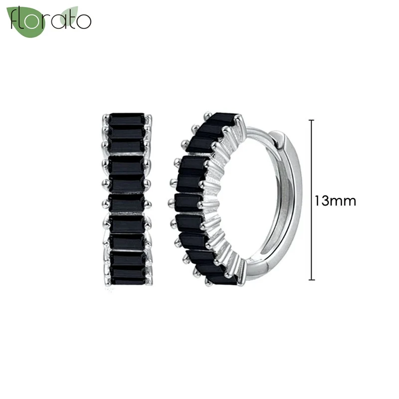 1 Paar Creolen aus 925 sterling Silber Schwarz Ohrringe Zirkonia Ohrstecker