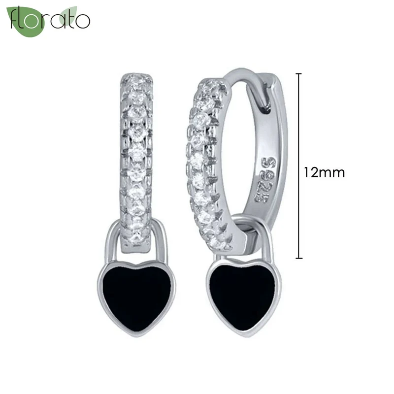 1 Paar Creolen aus 925 sterling Silber Schwarz Ohrringe Zirkonia Ohrstecker