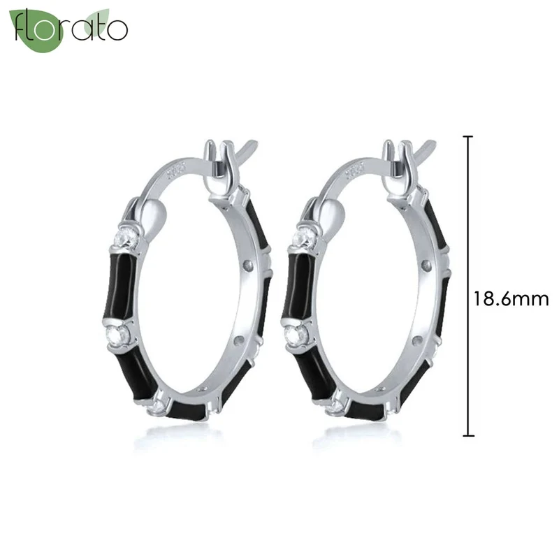 1 Paar Creolen aus 925 sterling Silber Schwarz Ohrringe Zirkonia Ohrstecker