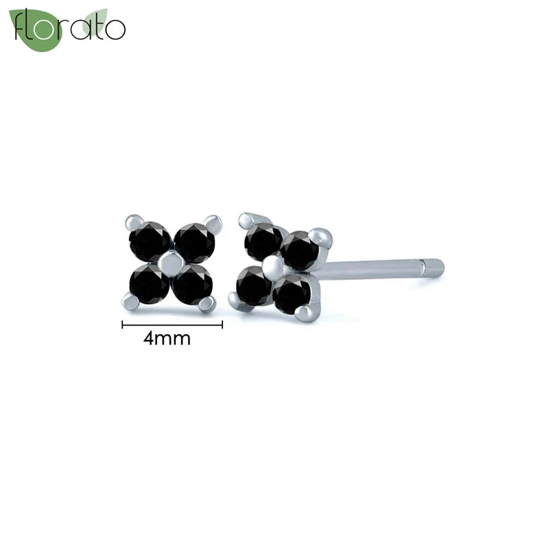 1 Paar Creolen aus 925 sterling Silber Schwarz Ohrringe Zirkonia Ohrstecker