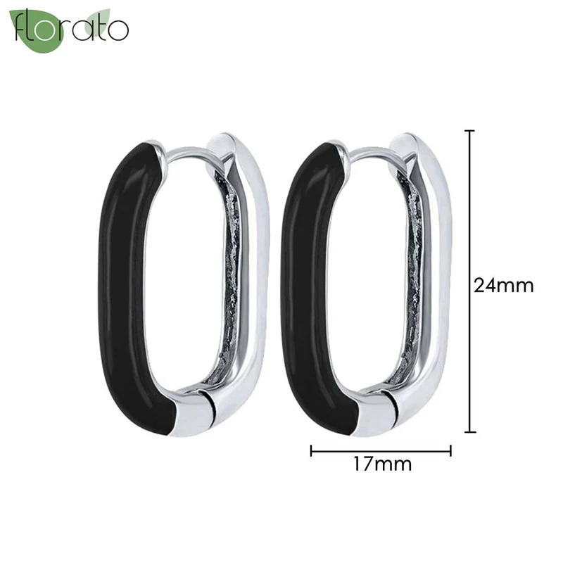 1 Paar Creolen aus 925 sterling Silber Schwarz Ohrringe Zirkonia Ohrstecker