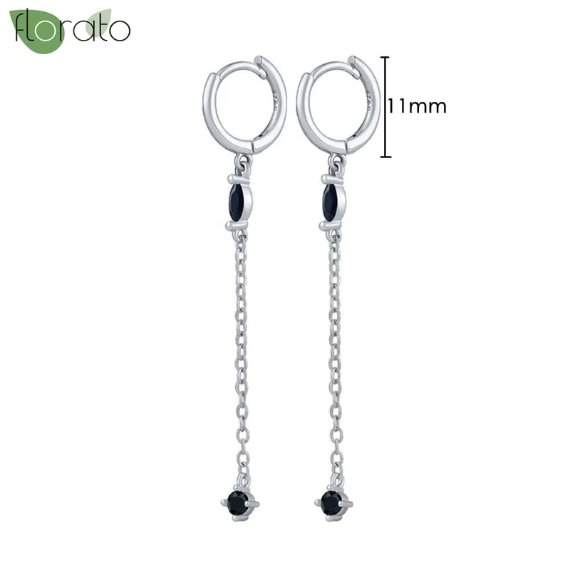 1 Paar Creolen aus 925 sterling Silber Schwarz Ohrringe Zirkonia Ohrstecker