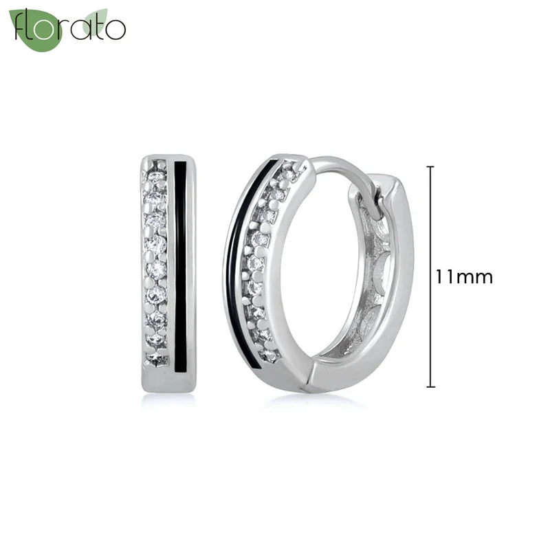 1 Paar Creolen aus 925 sterling Silber Schwarz Ohrringe Zirkonia Ohrstecker