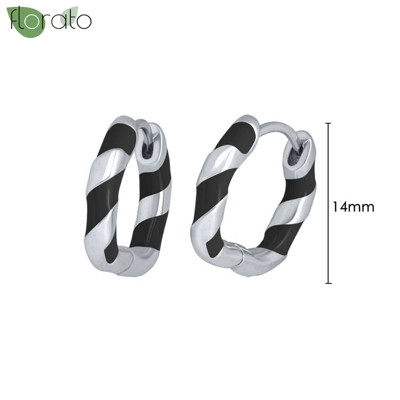 1 Paar Creolen aus 925 sterling Silber Schwarz Ohrringe Zirkonia Ohrstecker