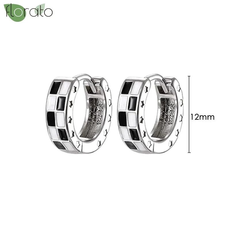 1 Paar Creolen aus 925 sterling Silber Schwarz Ohrringe Zirkonia Ohrstecker