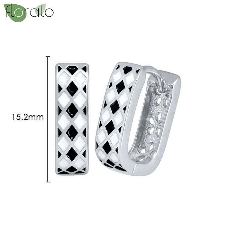 1 Paar Creolen aus 925 sterling Silber Schwarz Ohrringe Zirkonia Ohrstecker