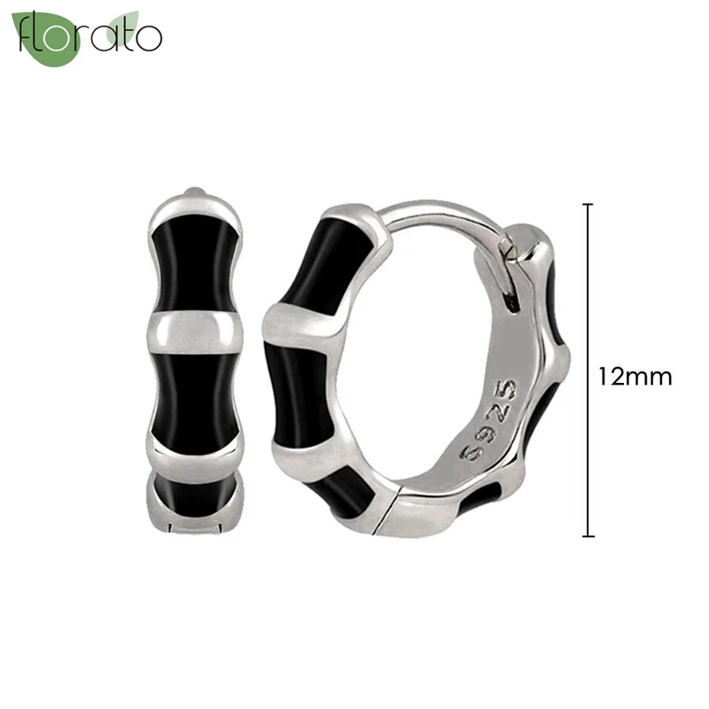 1 Paar Creolen aus 925 sterling Silber Schwarz Ohrringe Zirkonia Ohrstecker