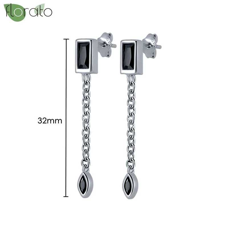 1 Paar Creolen aus 925 sterling Silber Schwarz Ohrringe Zirkonia Ohrstecker