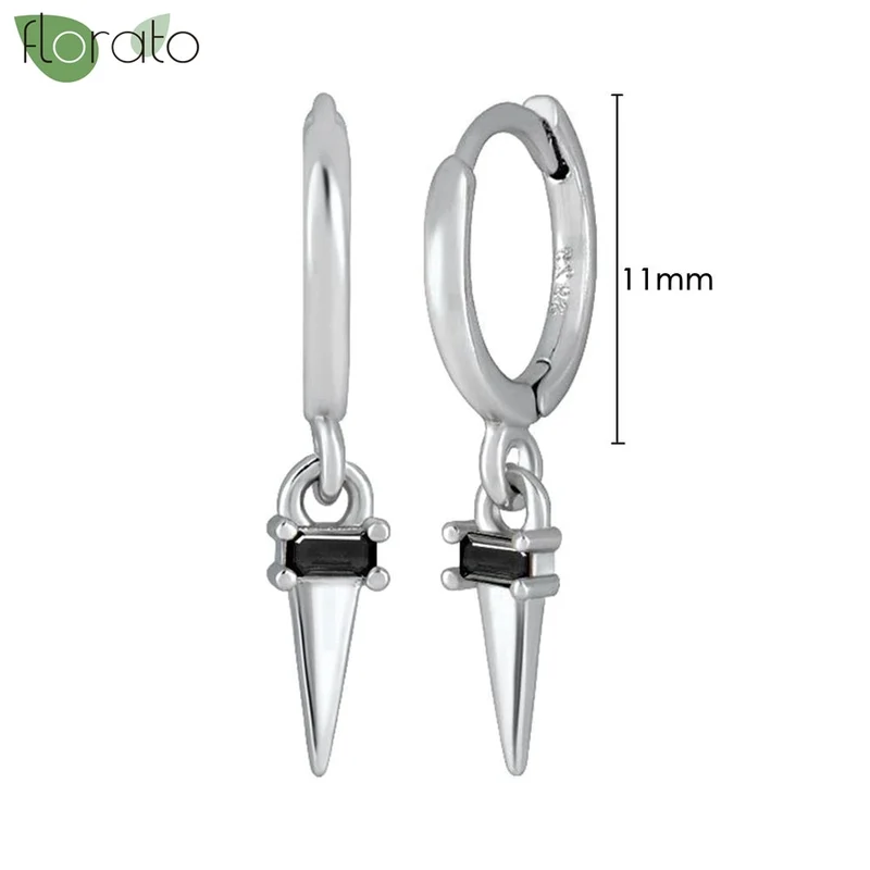 1 Paar Creolen aus 925 sterling Silber Schwarz Ohrringe Zirkonia Ohrstecker
