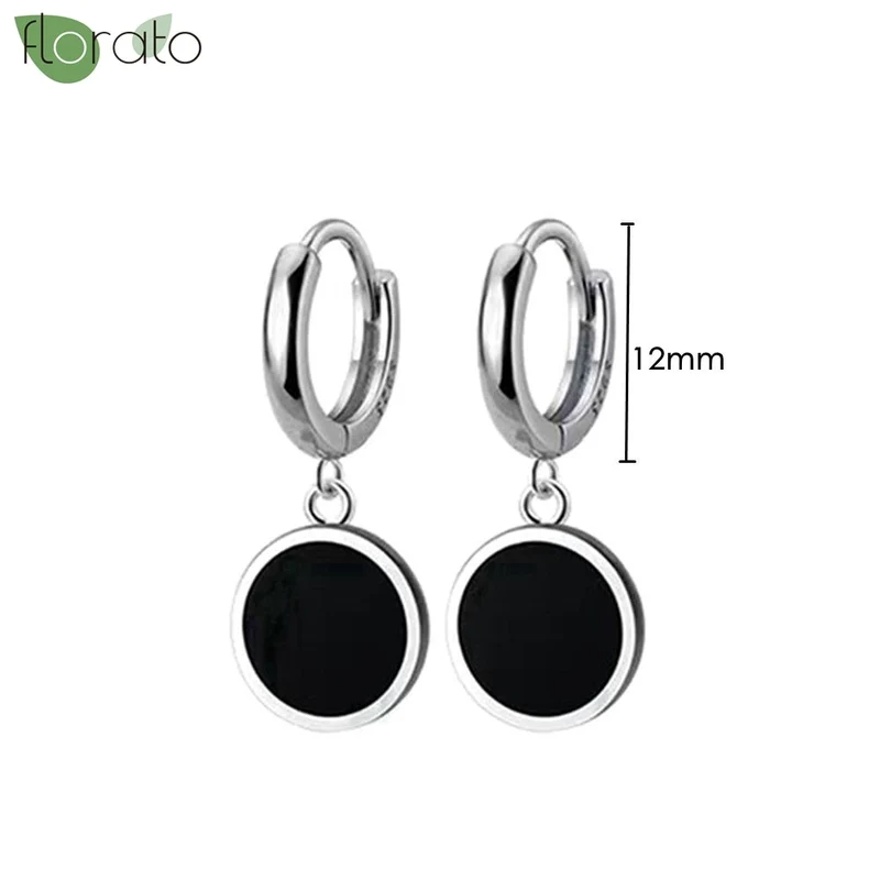 1 Paar Creolen aus 925 sterling Silber Schwarz Ohrringe Zirkonia Ohrstecker