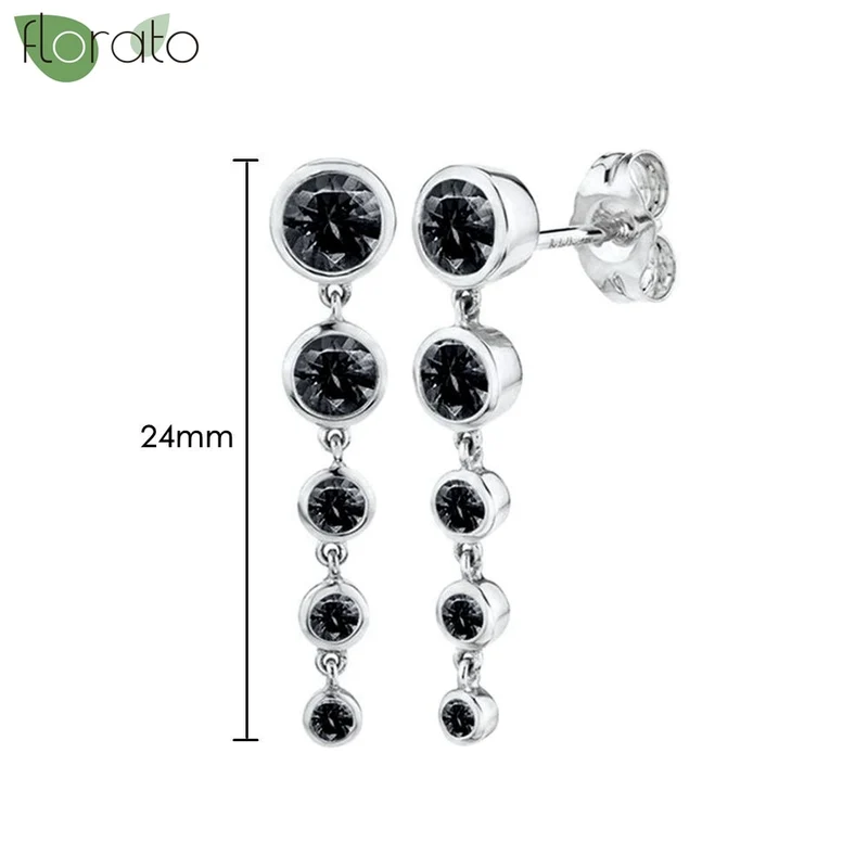 1 Paar Creolen aus 925 sterling Silber Schwarz Ohrringe Zirkonia Ohrstecker