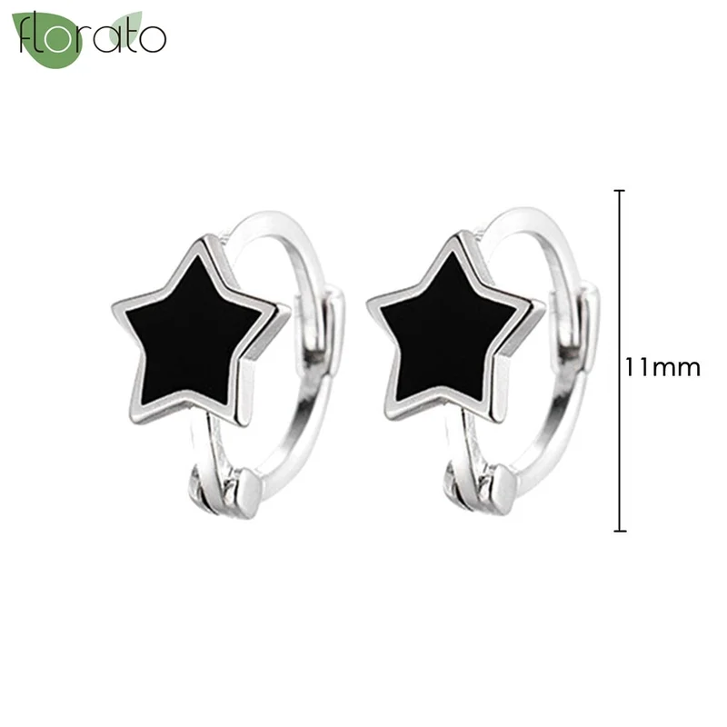 1 Paar Creolen aus 925 sterling Silber Schwarz Ohrringe Zirkonia Ohrstecker