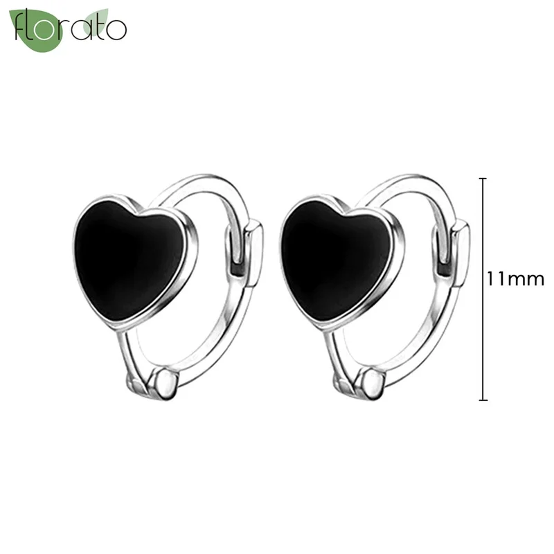 1 Paar Creolen aus 925 sterling Silber Schwarz Ohrringe Zirkonia Ohrstecker