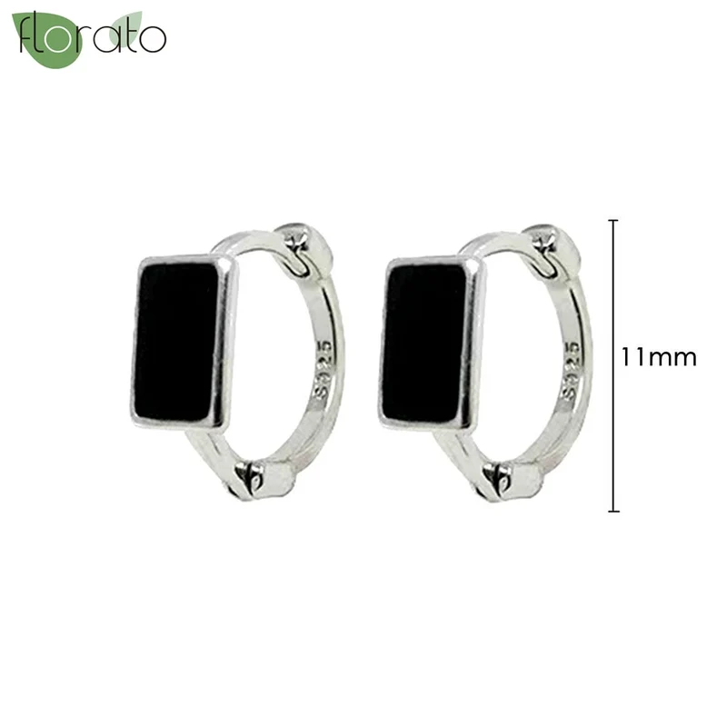 1 Paar Creolen aus 925 sterling Silber Schwarz Ohrringe Zirkonia Ohrstecker