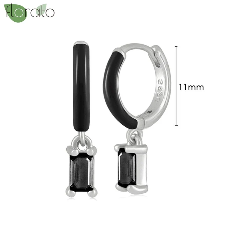 1 Paar Creolen aus 925 sterling Silber Schwarz Ohrringe Zirkonia Ohrstecker