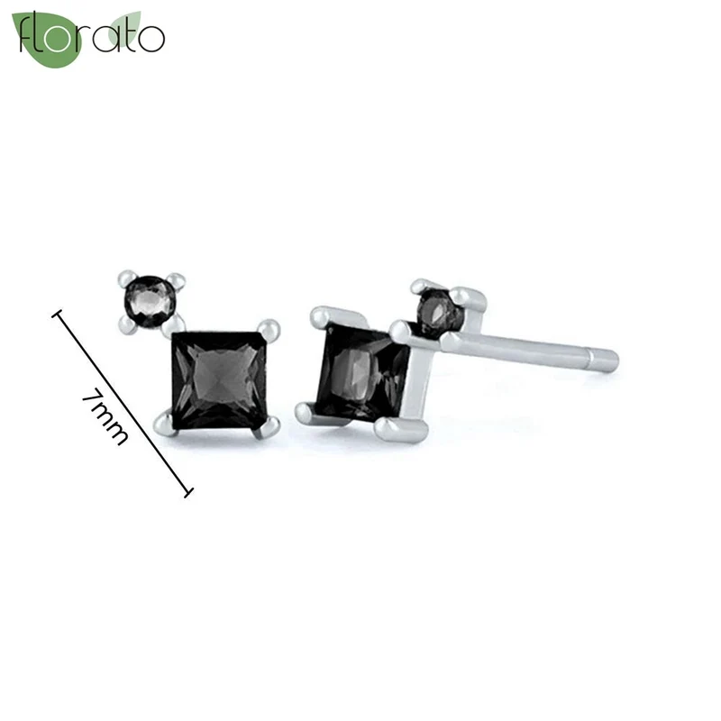 1 Paar Creolen aus 925 sterling Silber Schwarz Ohrringe Zirkonia Ohrstecker