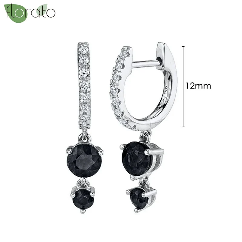 1 Paar Creolen aus 925 sterling Silber Schwarz Ohrringe Zirkonia Ohrstecker
