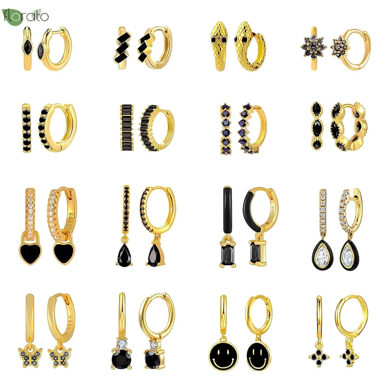 1 Paar Creolen aus 925 sterling Silber Gold Ohrringe Zirkonia Ohrstecker