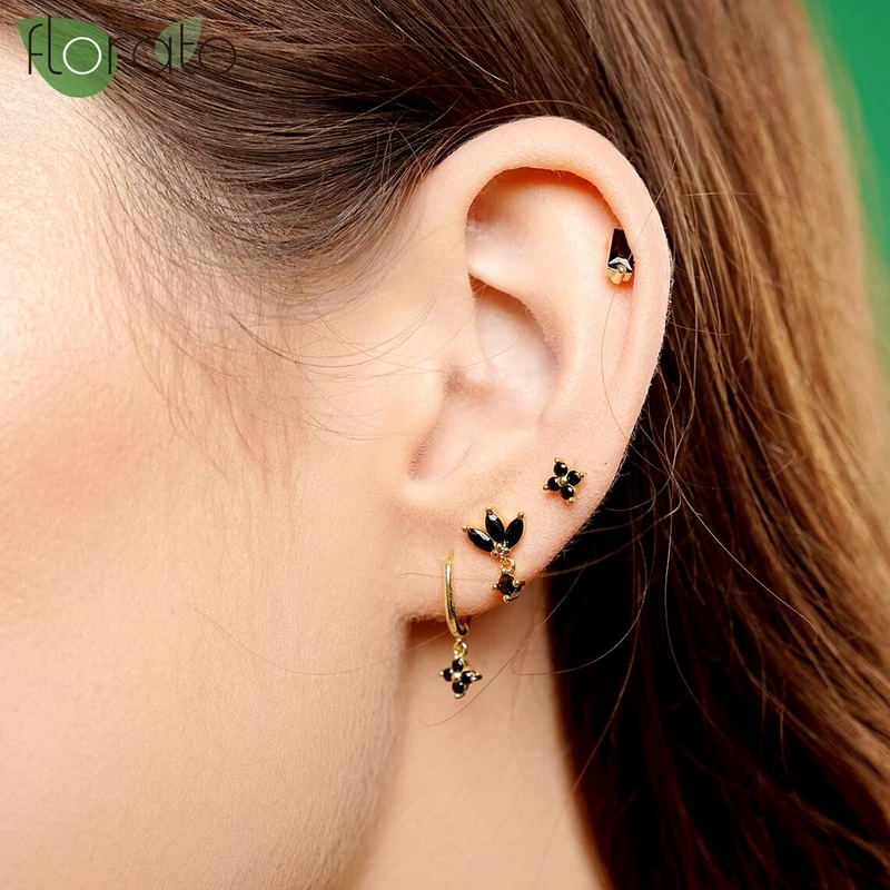 1 Paar Creolen aus 925 sterling Silber Gold Ohrringe Zirkonia Ohrstecker