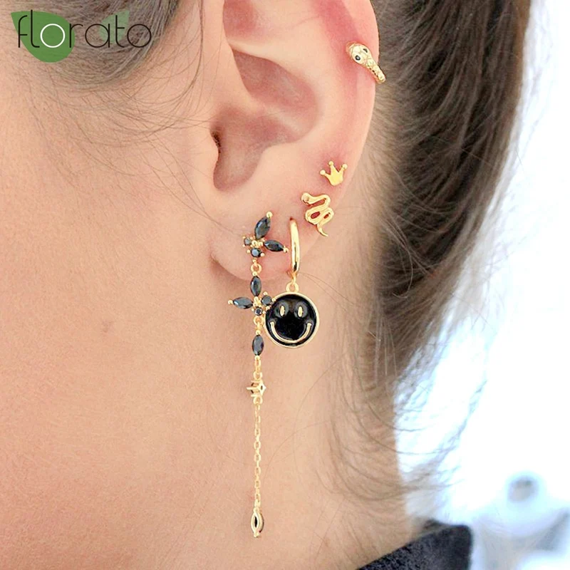1 Paar Creolen aus 925 sterling Silber Gold Ohrringe Zirkonia Ohrstecker