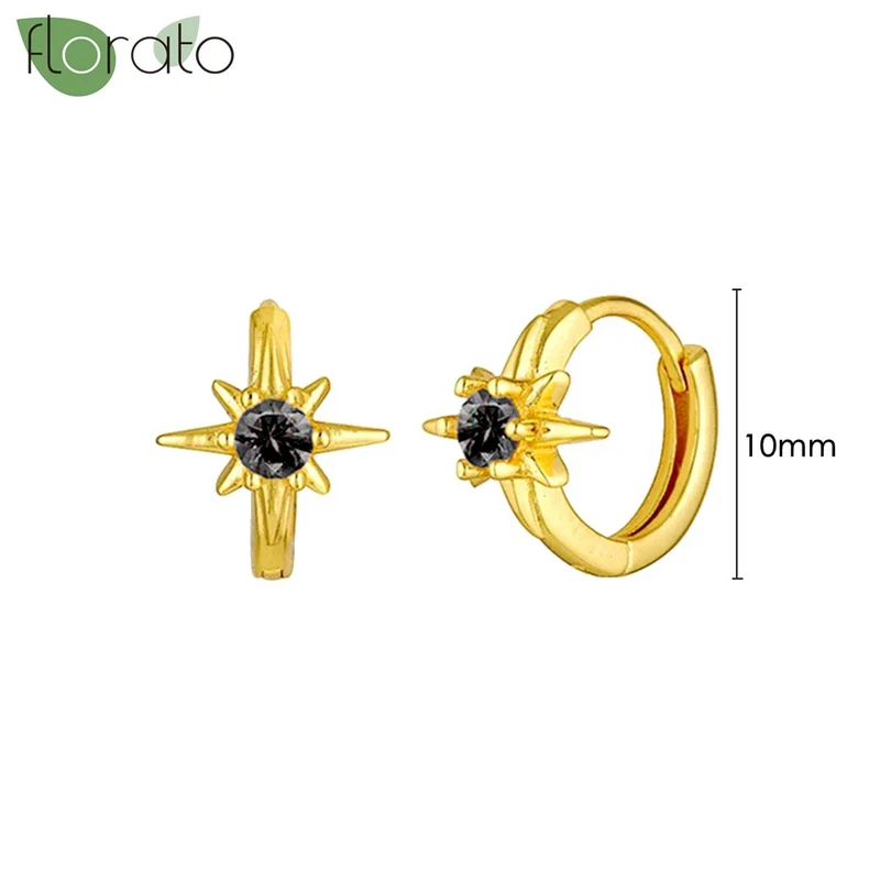 1 Paar Creolen aus 925 sterling Silber Gold Ohrringe Zirkonia Ohrstecker