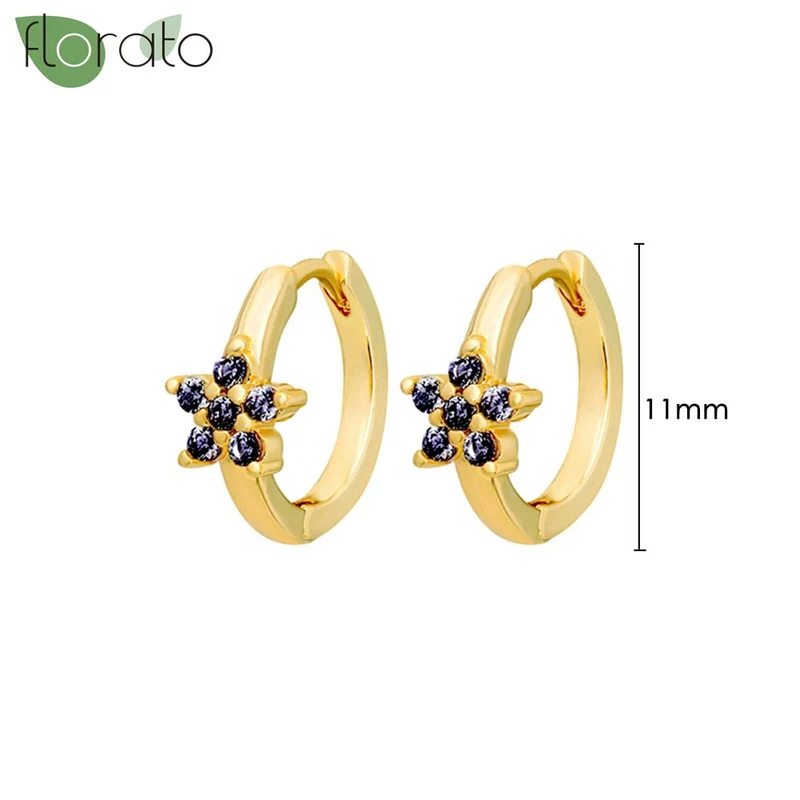 1 Paar Creolen aus 925 sterling Silber Gold Ohrringe Zirkonia Ohrstecker