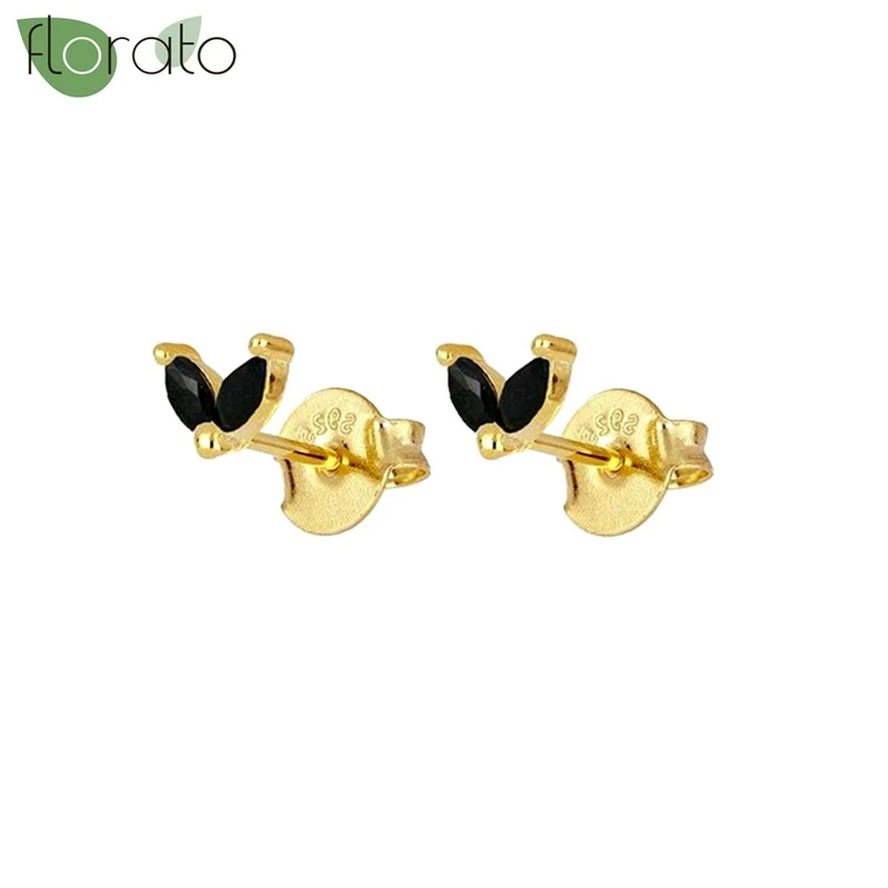 1 Paar Creolen aus 925 sterling Silber Gold Ohrringe Zirkonia Ohrstecker