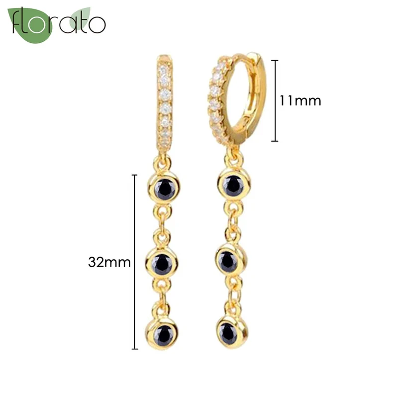 1 Paar Creolen aus 925 sterling Silber Gold Ohrringe Zirkonia Ohrstecker