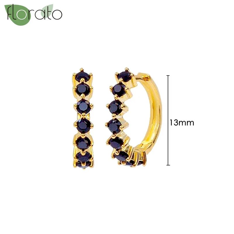 1 Paar Creolen aus 925 sterling Silber Gold Ohrringe Zirkonia Ohrstecker