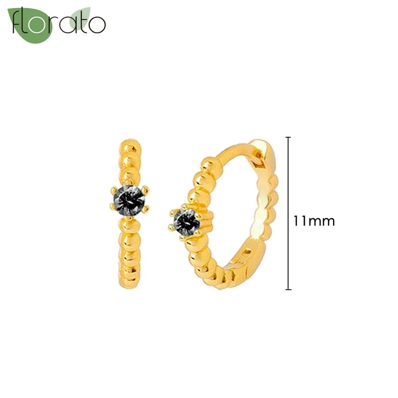 1 Paar Creolen aus 925 sterling Silber Gold Ohrringe Zirkonia Ohrstecker