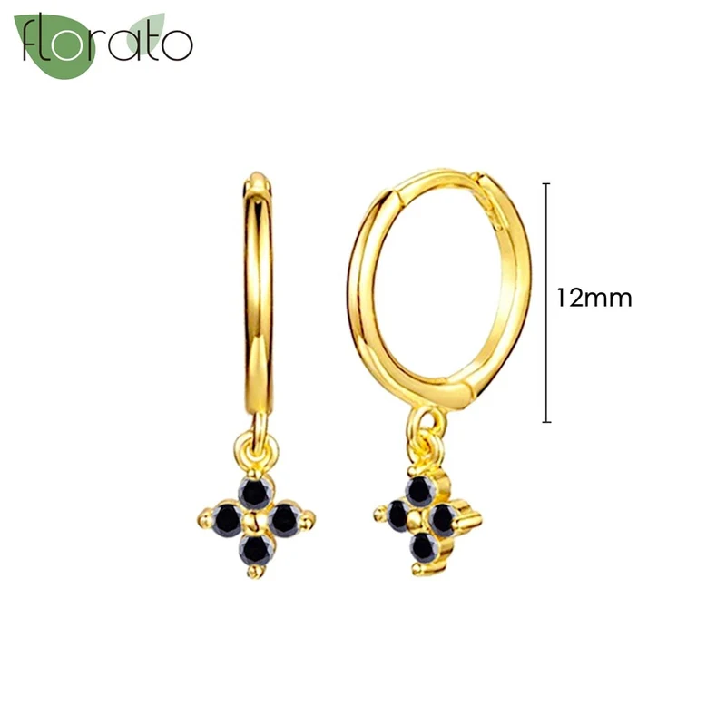 1 Paar Creolen aus 925 sterling Silber Gold Ohrringe Zirkonia Ohrstecker