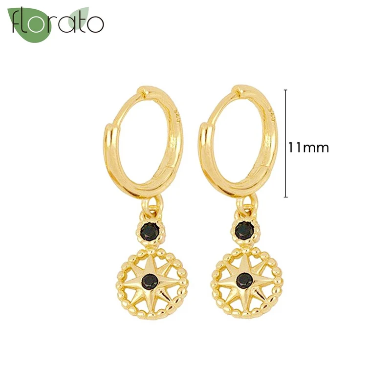 1 Paar Creolen aus 925 sterling Silber Gold Ohrringe Zirkonia Ohrstecker