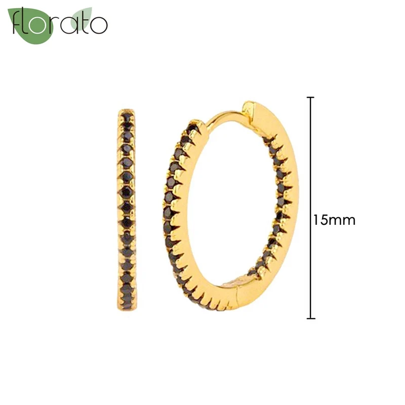1 Paar Creolen aus 925 sterling Silber Gold Ohrringe Zirkonia Ohrstecker