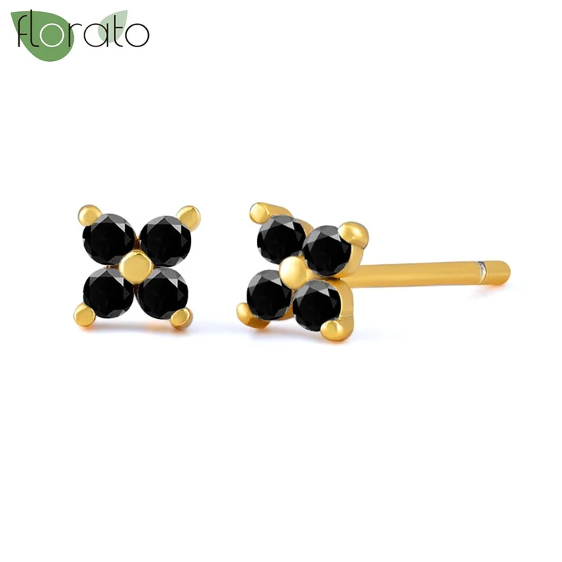 1 Paar Creolen aus 925 sterling Silber Gold Ohrringe Zirkonia Ohrstecker