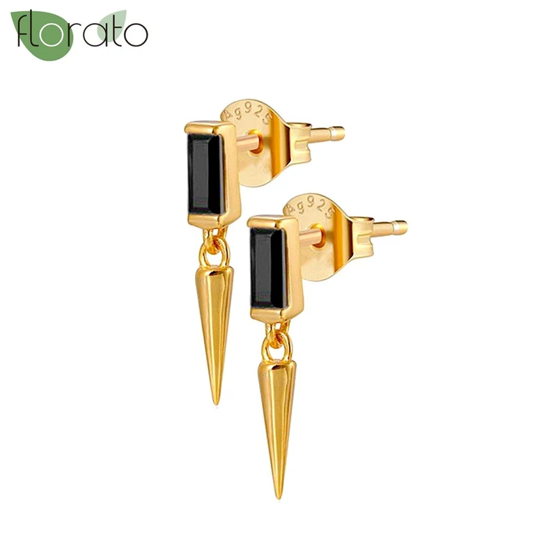 1 Paar Creolen aus 925 sterling Silber Gold Ohrringe Zirkonia Ohrstecker