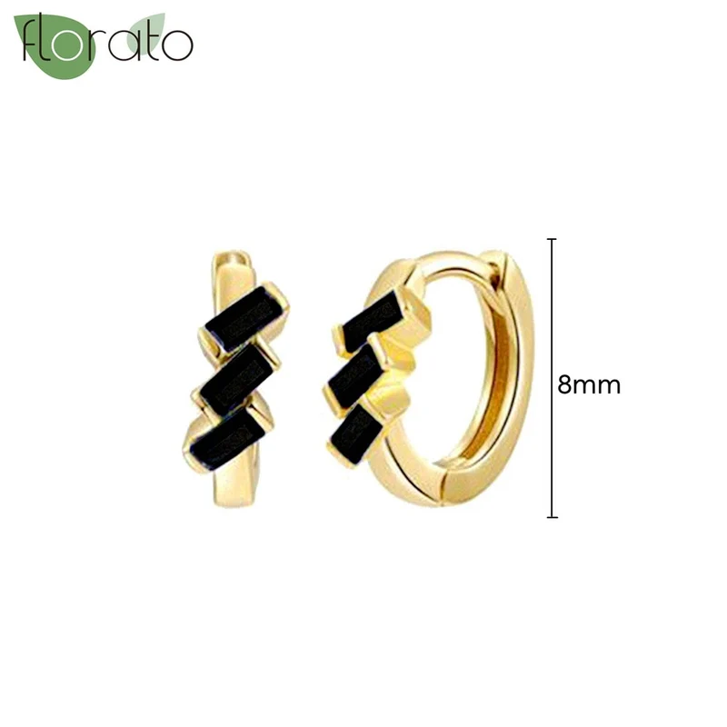 1 Paar Creolen aus 925 sterling Silber Gold Ohrringe Zirkonia Ohrstecker