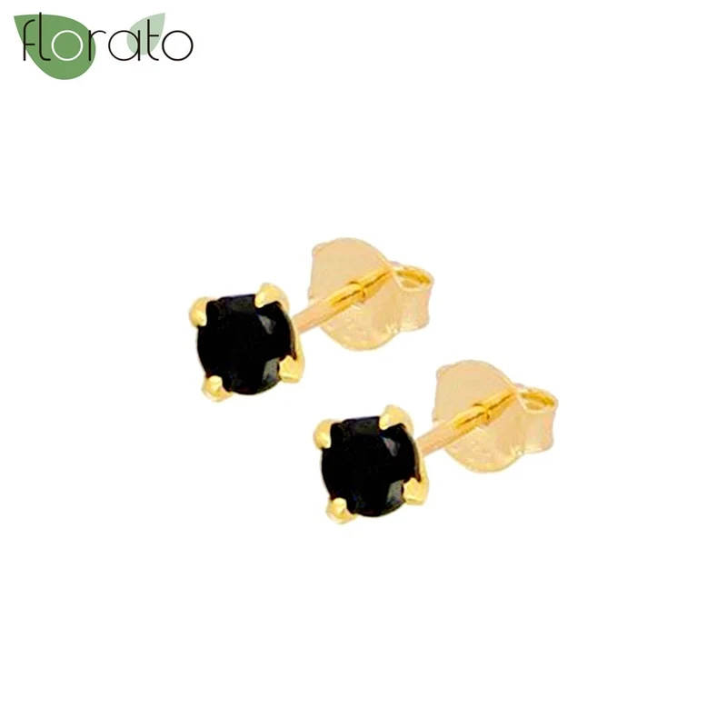 1 Paar Creolen aus 925 sterling Silber Gold Ohrringe Zirkonia Ohrstecker