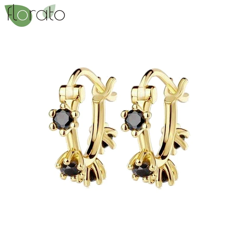 1 Paar Creolen aus 925 sterling Silber Gold Ohrringe Zirkonia Ohrstecker