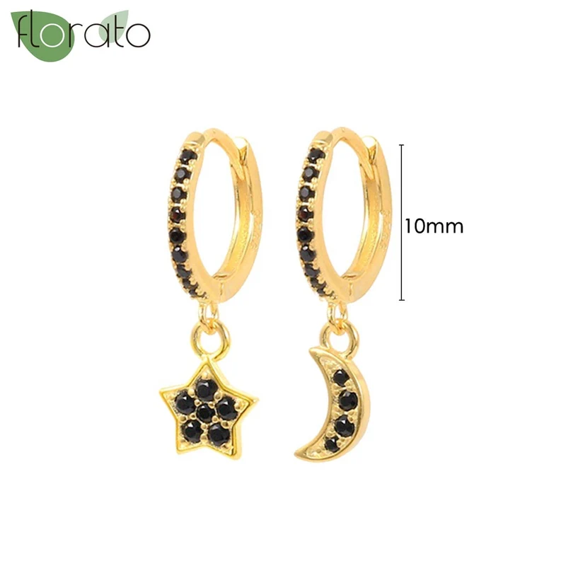 1 Paar Creolen aus 925 sterling Silber Gold Ohrringe Zirkonia Ohrstecker