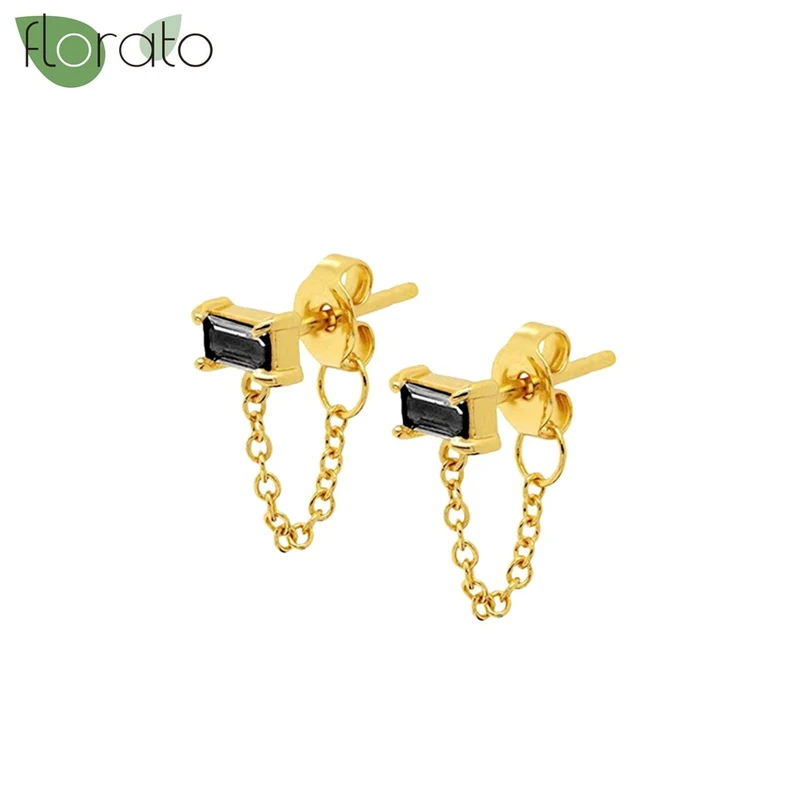 1 Paar Creolen aus 925 sterling Silber Gold Ohrringe Zirkonia Ohrstecker