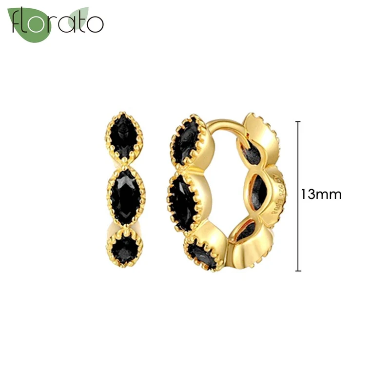1 Paar Creolen aus 925 sterling Silber Gold Ohrringe Zirkonia Ohrstecker