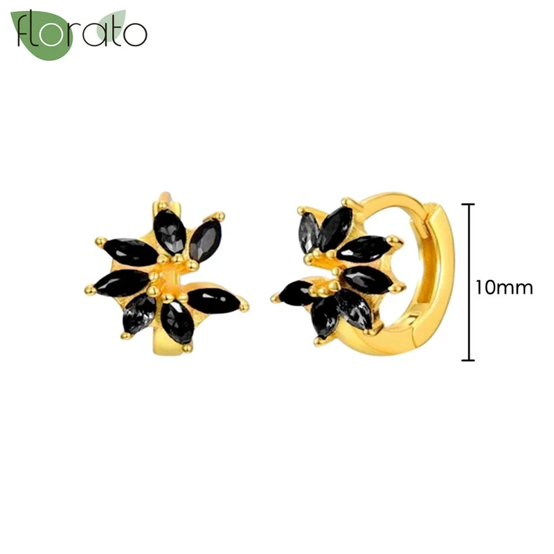 1 Paar Creolen aus 925 sterling Silber Gold Ohrringe Zirkonia Ohrstecker