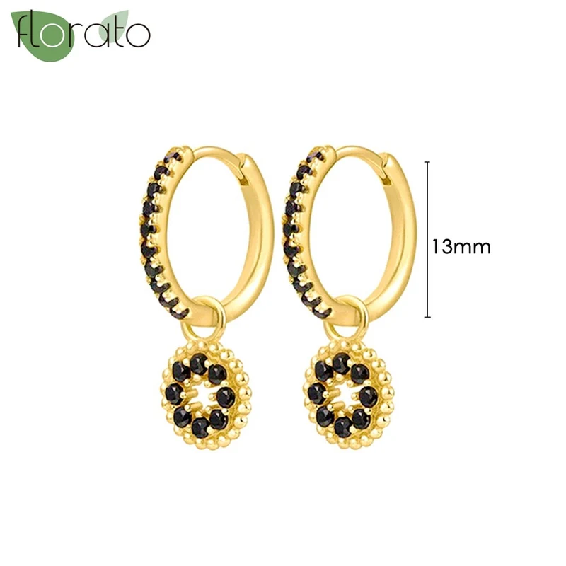 1 Paar Creolen aus 925 sterling Silber Gold Ohrringe Zirkonia Ohrstecker