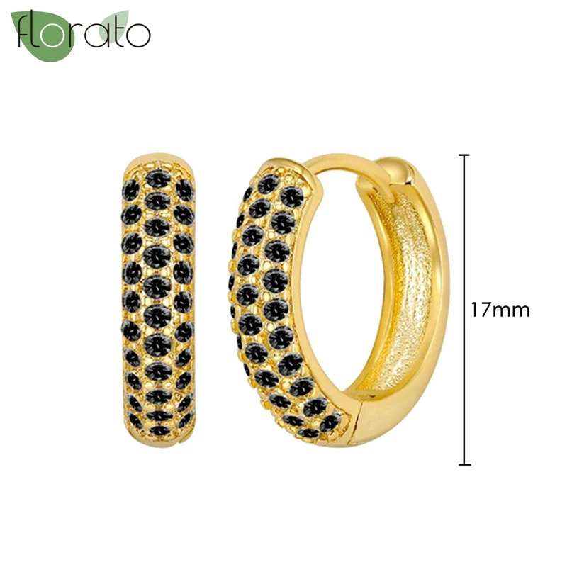 1 Paar Creolen aus 925 sterling Silber Gold Ohrringe Zirkonia Ohrstecker