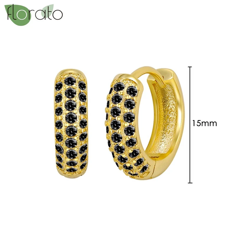 1 Paar Creolen aus 925 sterling Silber Gold Ohrringe Zirkonia Ohrstecker