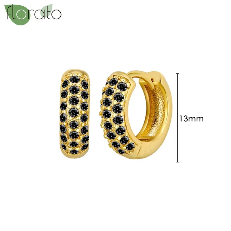 1 Paar Creolen aus 925 sterling Silber Gold Ohrringe Zirkonia Ohrstecker
